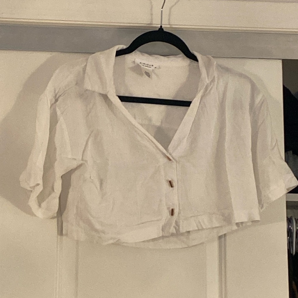 White Crop Top Button Down - image 1
